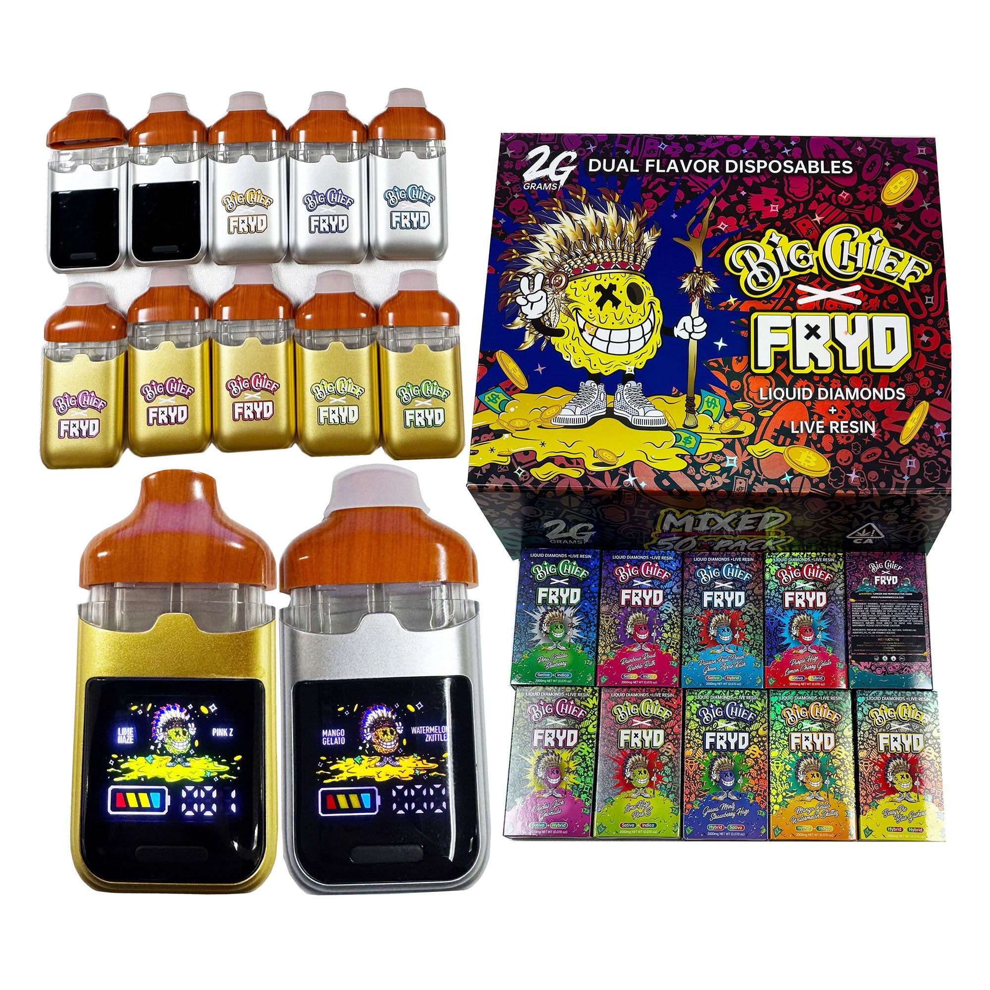 Big Chief x FRYD Dual Switch 2g Disposable Vapes (500 Units / Per Lot)