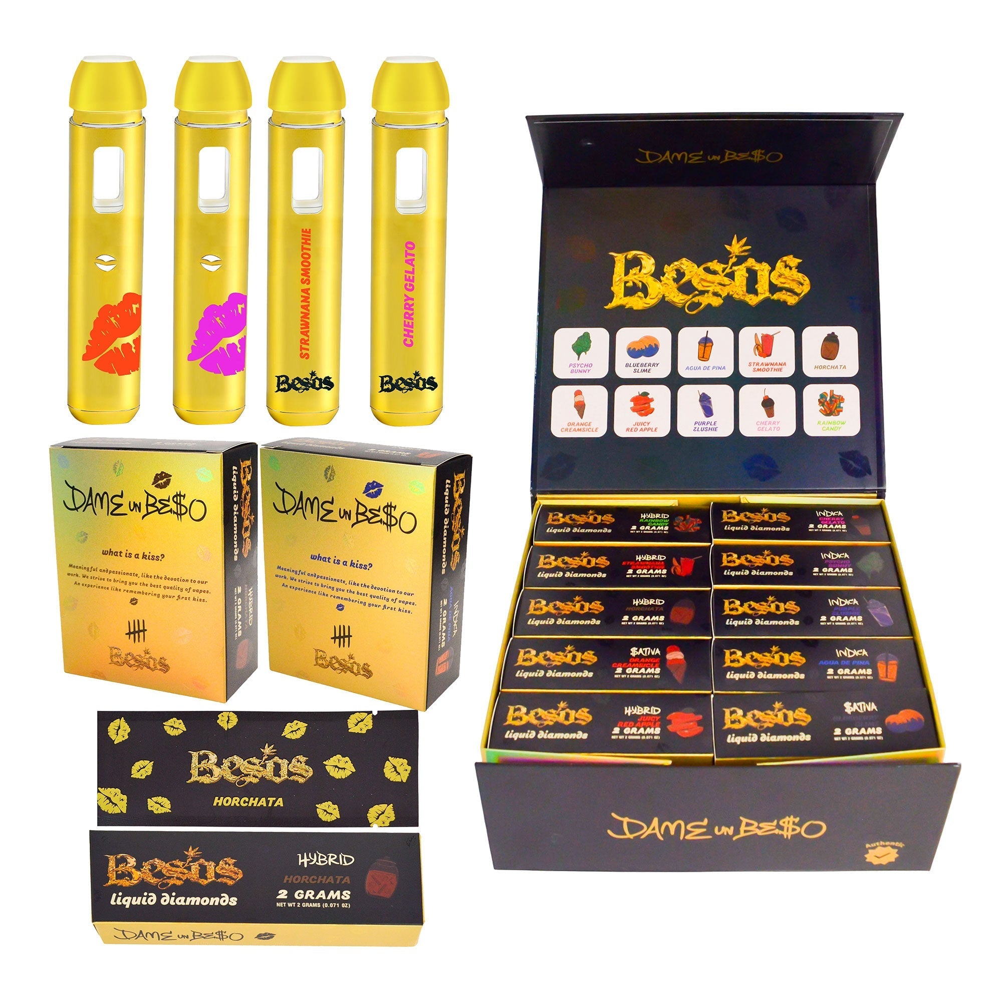 Besos Gold Edition 2g Vape Postless Disposables (500 Units / Per Lot)